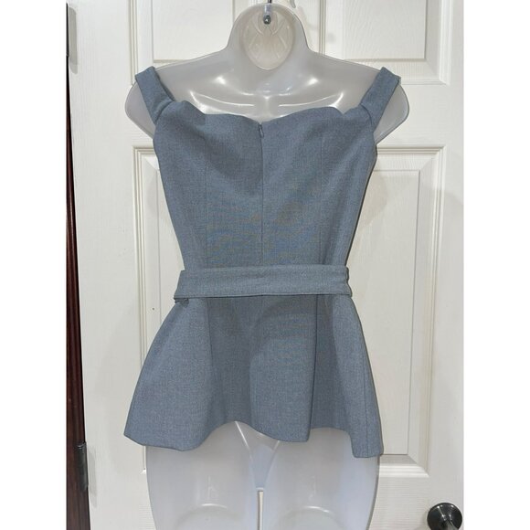 Fifi Off Shoulder Gray Top With Belt By Nicholas Size US 2/AU 6 V-Neck Peplum St - Picture 6 of 9